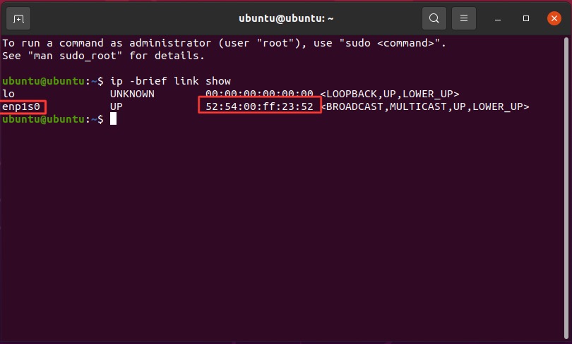  Finding the MAC address in Ubuntu